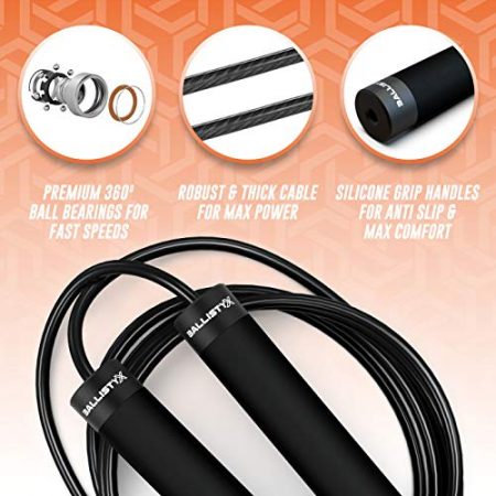 Ballistyx Jump Rope - Premium Speed Jump Rope with 360 Degree Spin, Silicone Grips, Steel Handles and Adjustable Power Cable - for Crossfit, Gym & Home Fitness Workouts & More 2