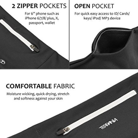 Tirrinia Unisex Running Belt Fanny Pack for iPhone X 6 7 8 Plus, Runner Workout Belt Waist Pack for Women and Men Walking Fitness Jogging Travel 3